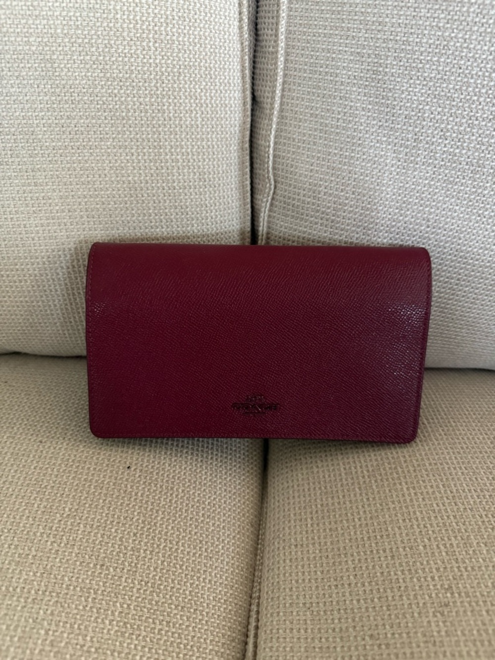 Coach Hayden Pebbled Leather Crossbody Wallet - Deep Red - Picture 2 of 8